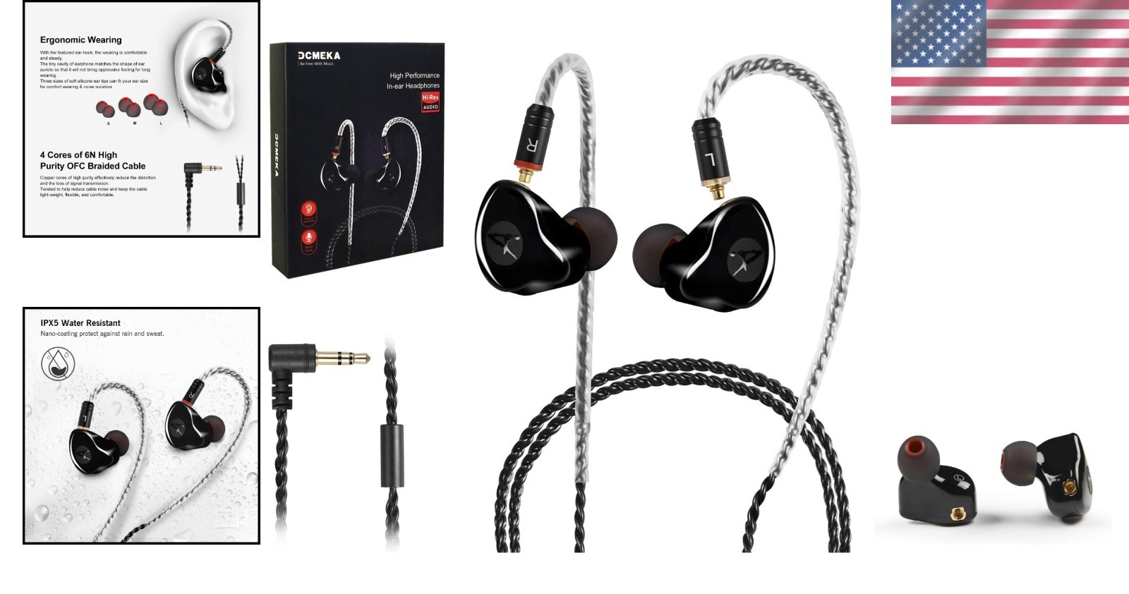 Lightweight HiFi IEM Earphones with Memory Wire & Detachable Cable for Musicians