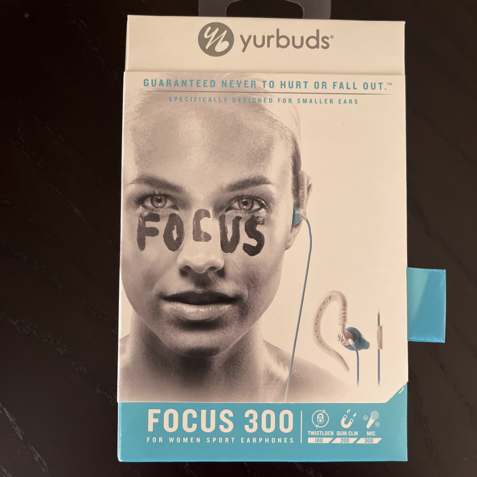 Yurbuds Focus 300 Womens Sport Earphones Sweatproof Quikclik Small Aqua NEW
