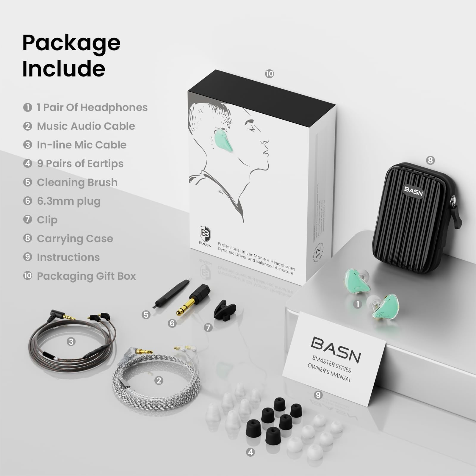 Triple-Driver In-Ear Monitors for Musicians – High Fidelity Sound, Teal Color