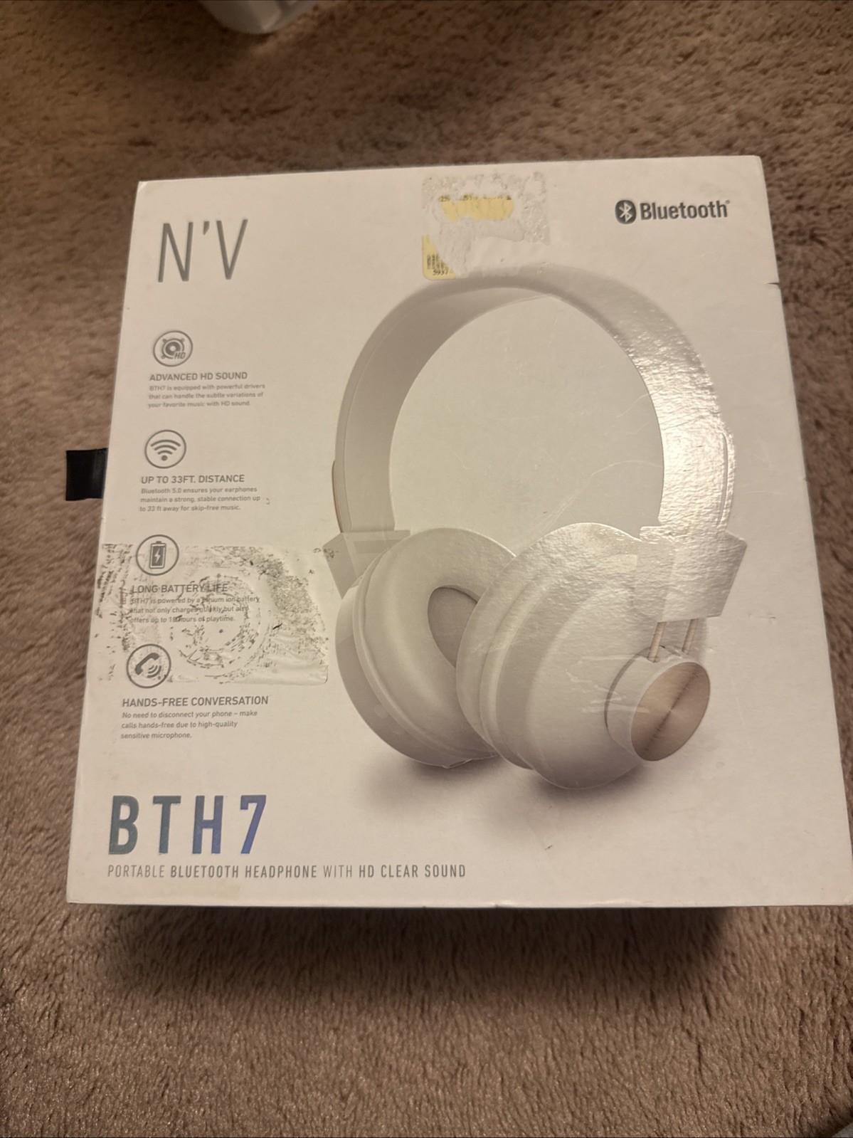 N’V BTH7 Portable Bluetooth Headphone HD Clear Sound 33ft Distance Long Battery