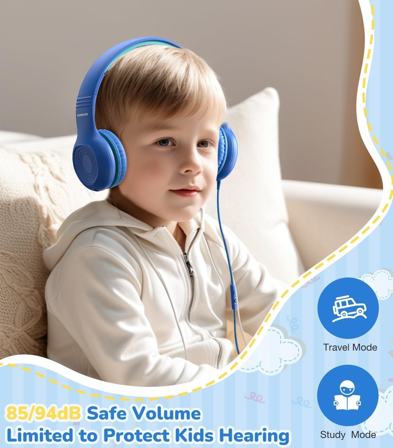 Lightweight USB-C Kids Headphones | Foldable with Microphone & Sound Isolation