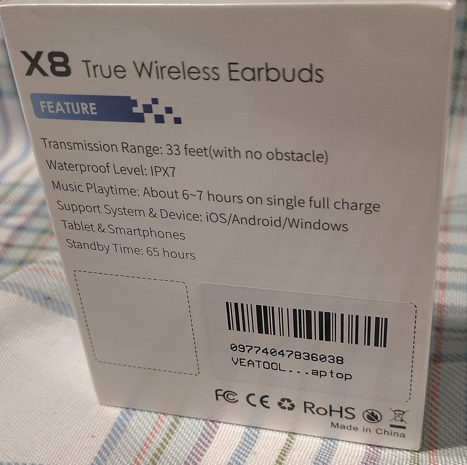 X8 Pink Bluetooth 5.4 Wireless Earbuds Touch Control Dual Display IP7