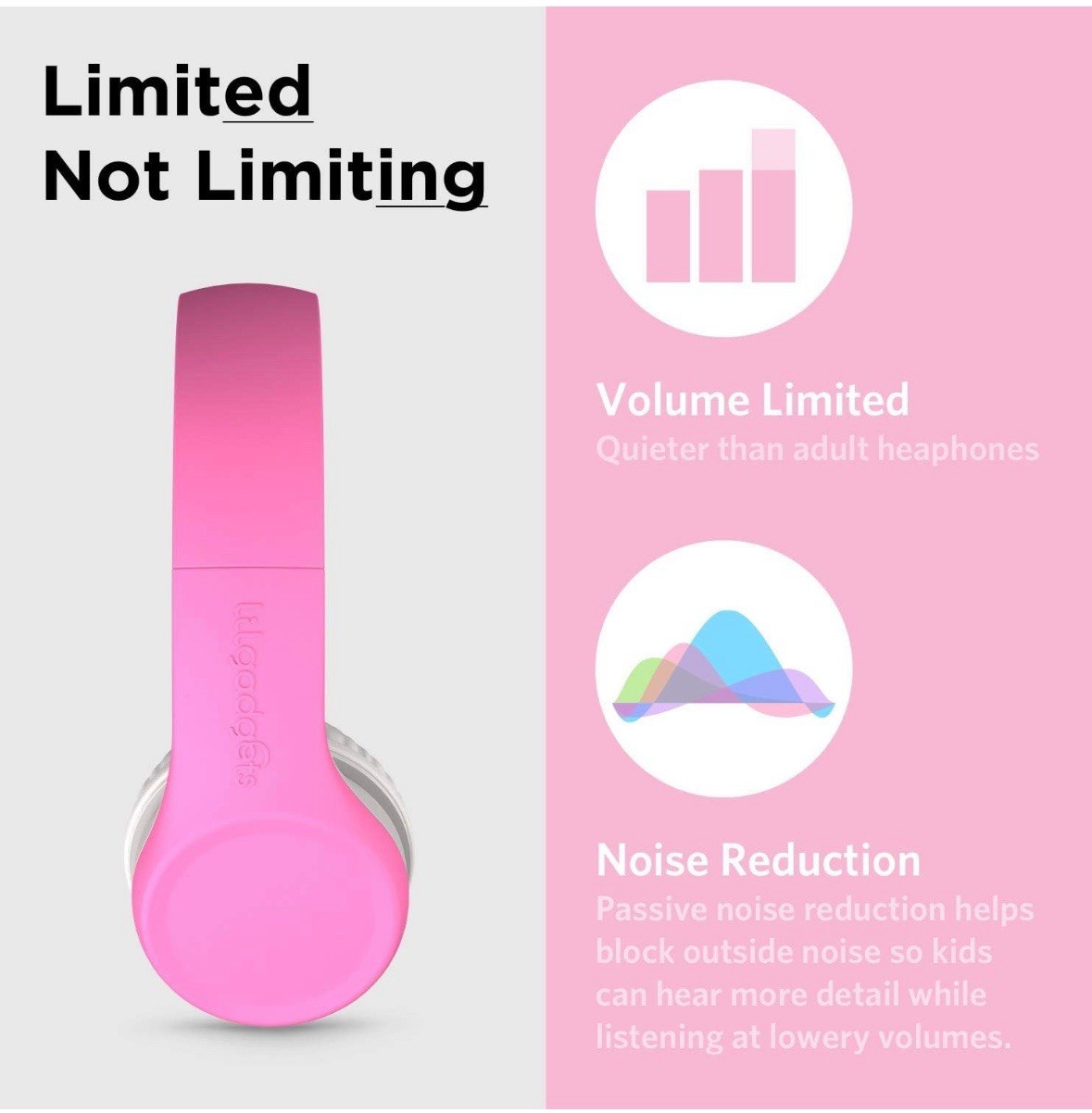LilGadgets Kids Headphones for School – Ages 3+, On-Ear, Foldable, Wired Pink