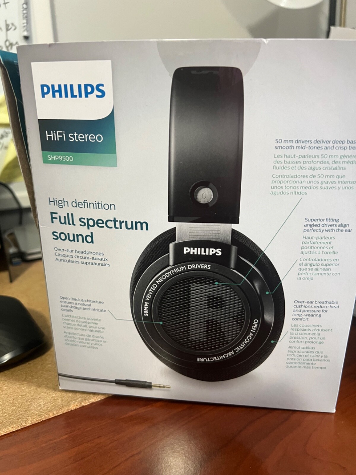Philips SHP9500 HiFi Stereo Over-Ear Headphones – Black