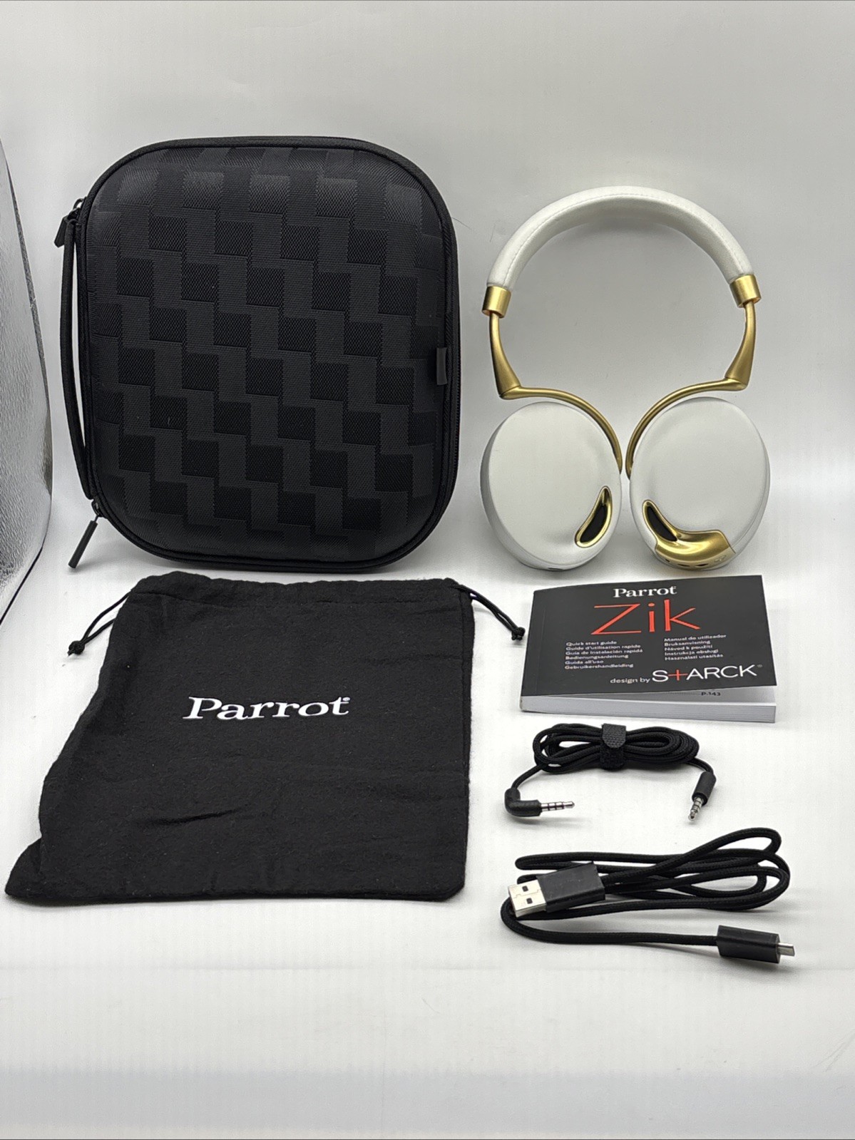 Parrot Zik Wireless Noise Cancelation Bluetooth Headphones – WHITE – YELLOW GOLD