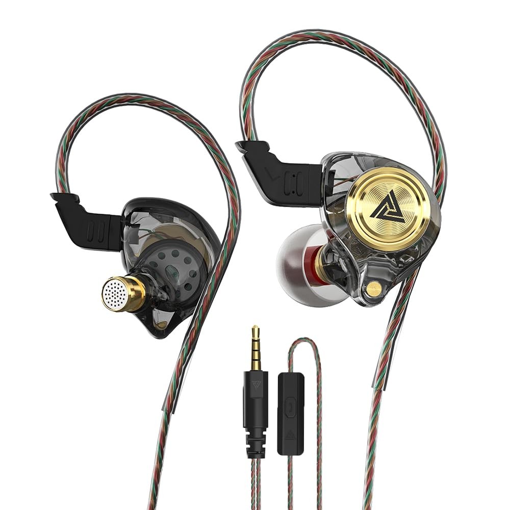 Yeabomy Wired Gaming Earbuds, Ak3file in Ear Monitors, Deep Bass Sound Black