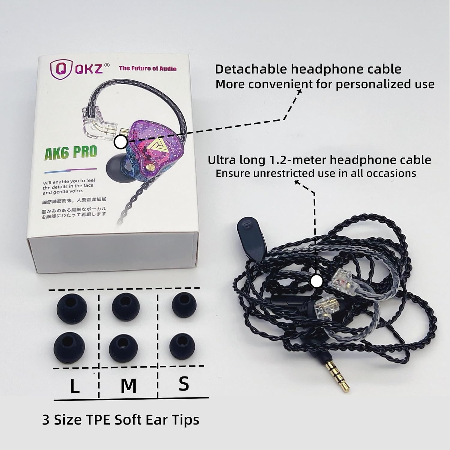 HJX QKZ AK6 Pro Wired IEM for Gaming Earbuds with MIC, in Ear Monitor Black