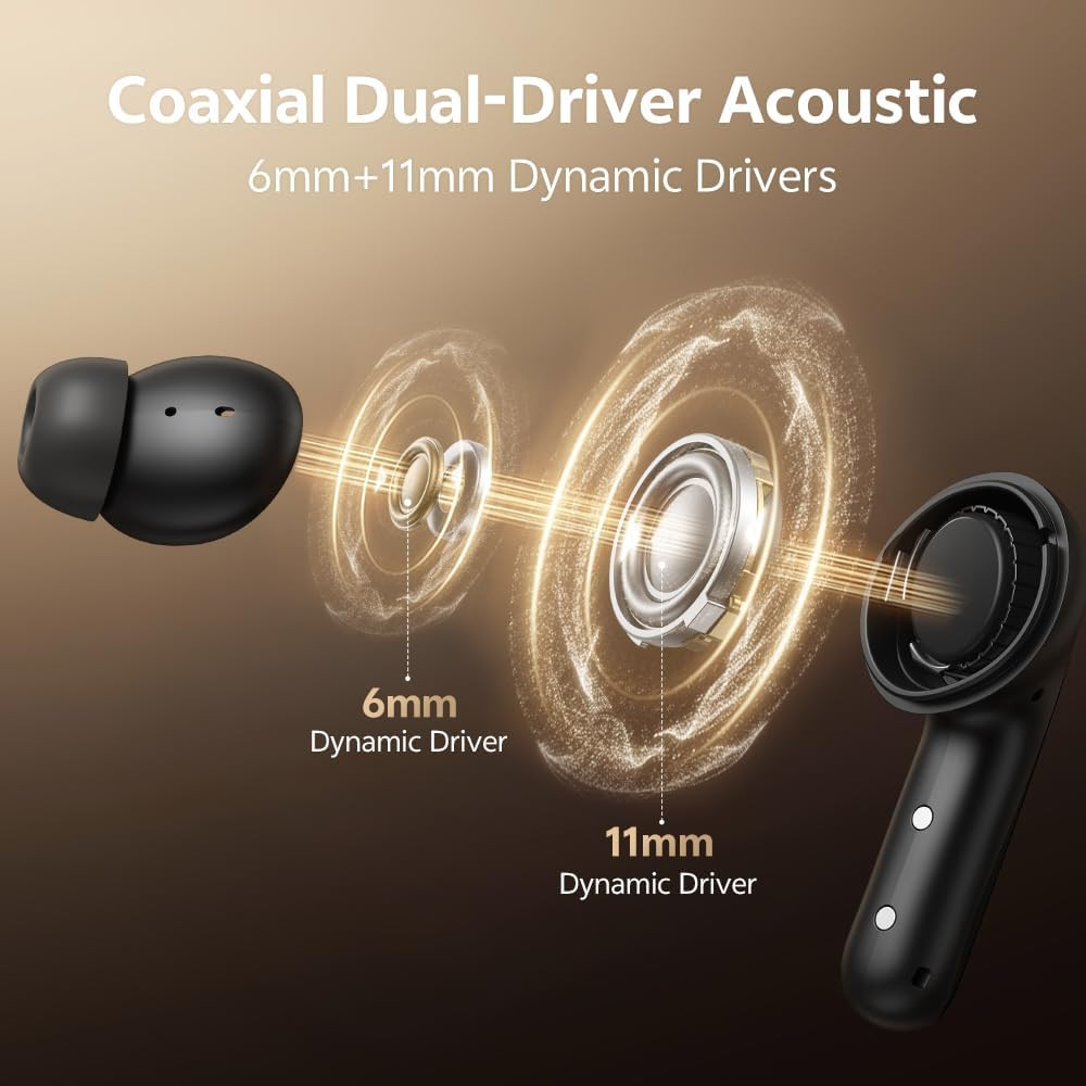 Melobuds N60 Active Noise Cancelling Wireless Earbuds, 56Db ANC Ear Buds with 6-