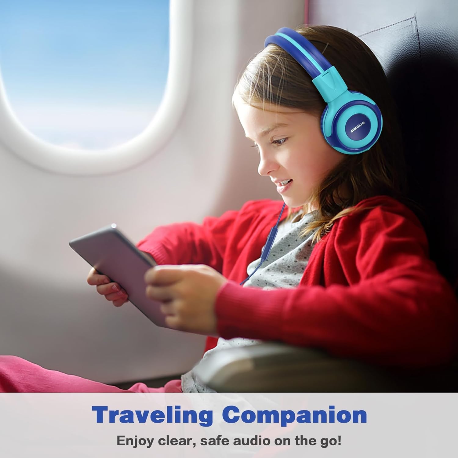 SIMOLIO Kids Headphones for School Travel, Bright Mint