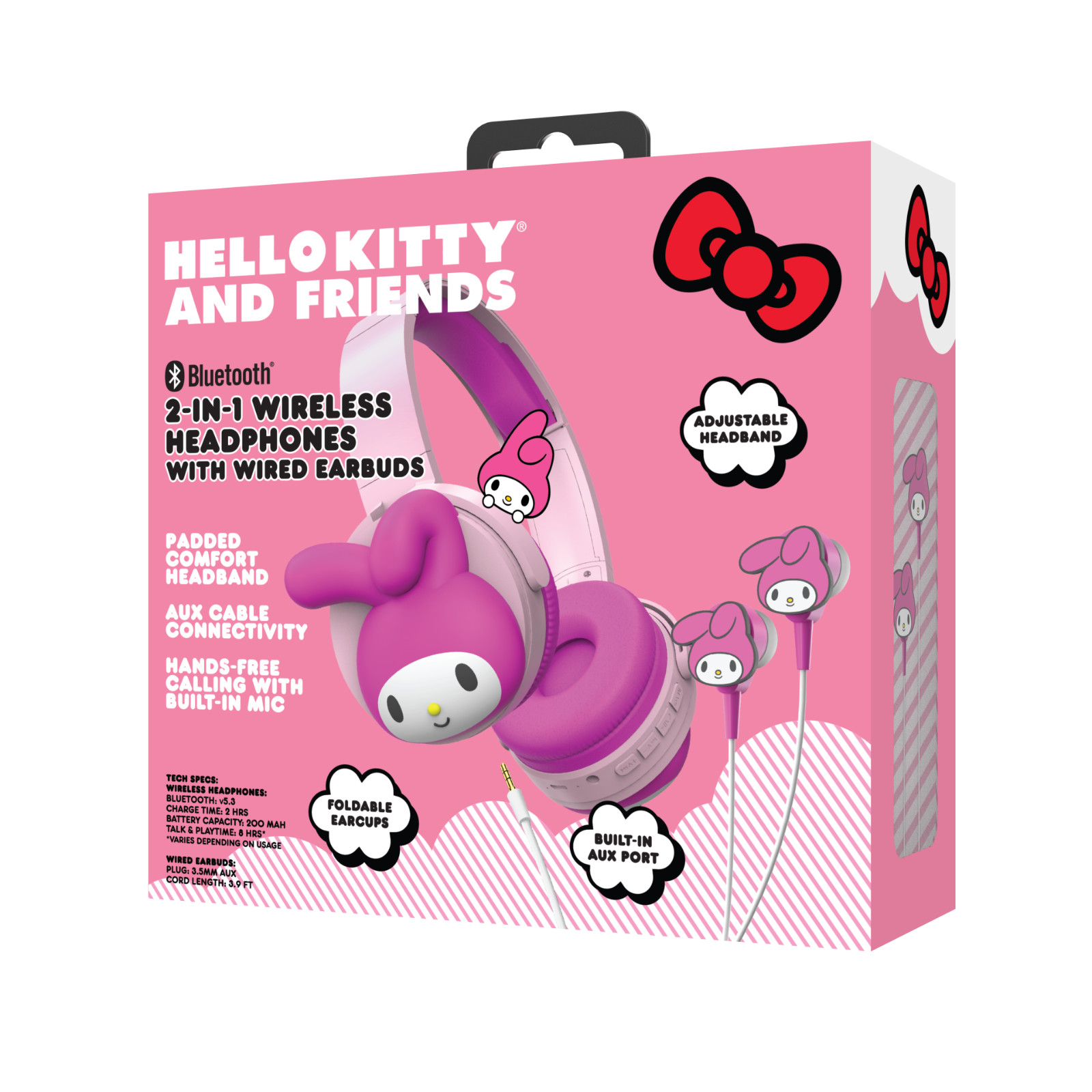 Hello Kitty 2-in-1 Wireless Headphones With Wired Earbuds – My Melody