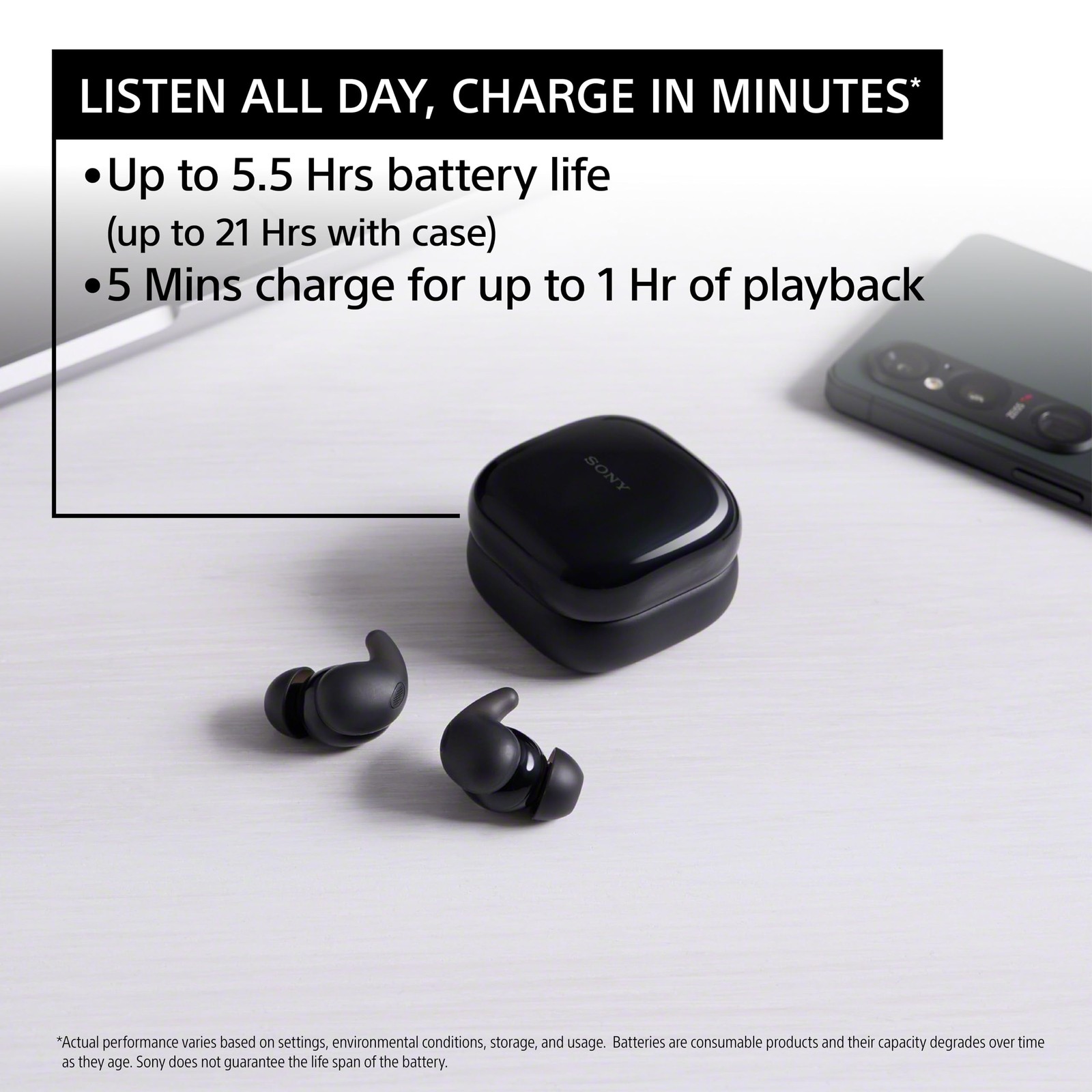 SONY WFLS910N/W LinkBuds Fit Truly Wireless Noise Canceling Earbud, White
