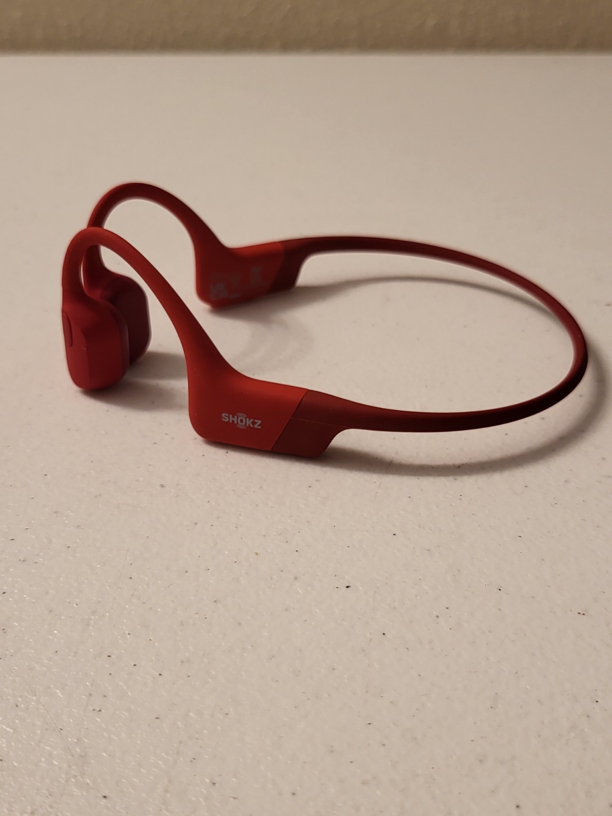 Shokz OpenRun Bone Conduction Sport Bluetooth Red Headphones No Charging Cable