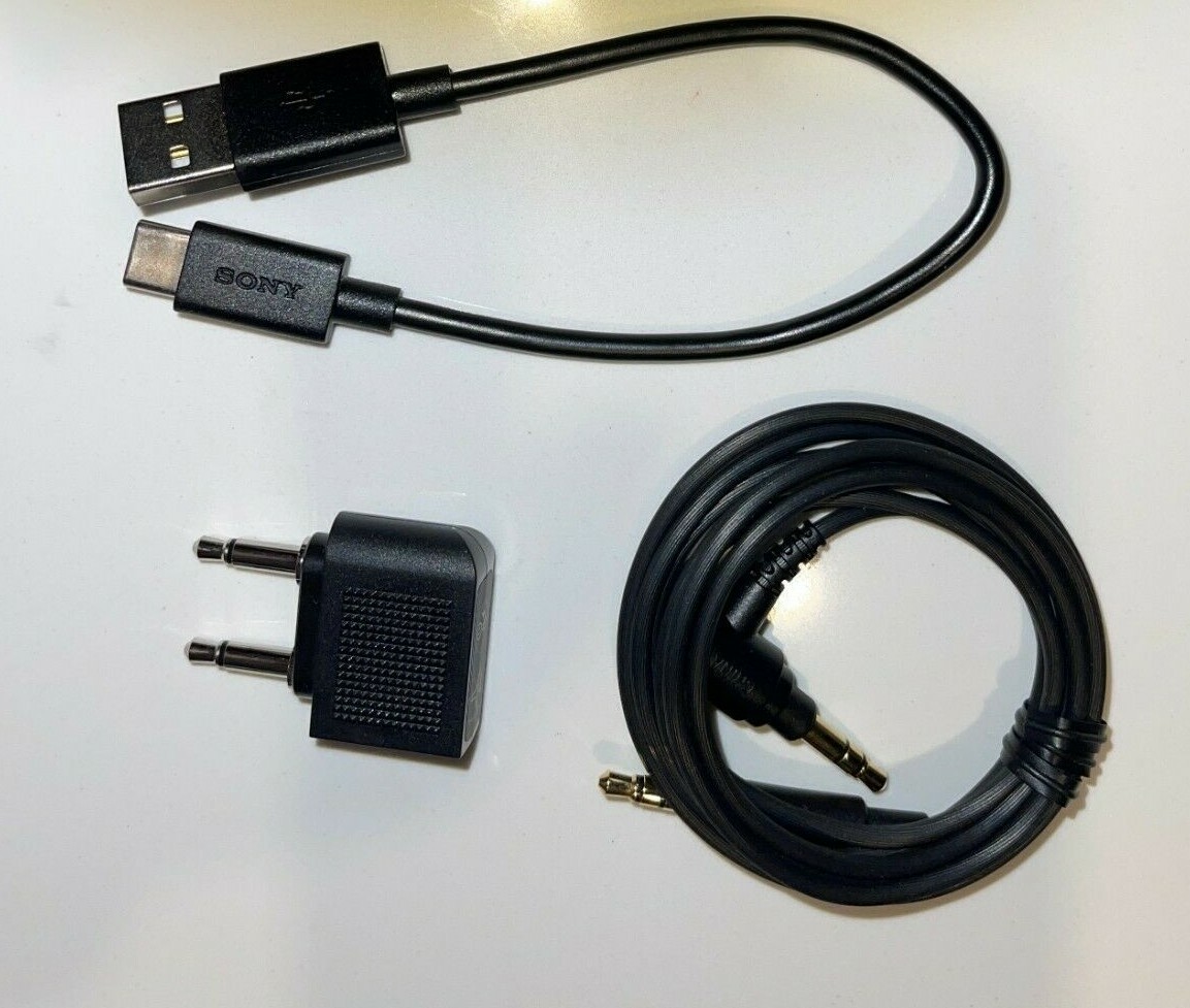 SONY WH1000XM4/3/2 BLK ACCESSORIES – Audio Cable,USB-C Cable & Airplane Adapter