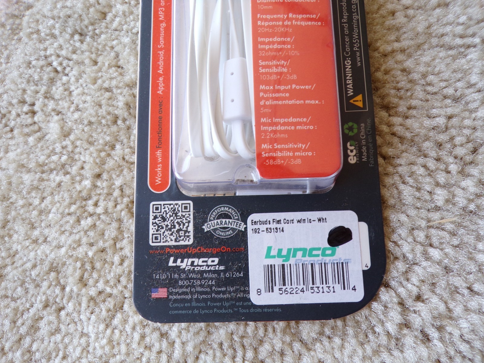 Powerup Stereo Earbuds 3.5 mm Handsfree 4 Ft Cable; @c17