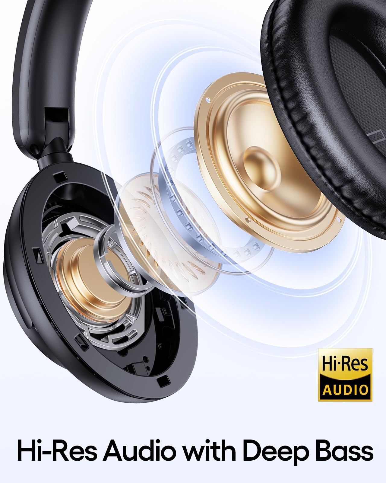 Wireless Over-Ear Noise Cancelling Headphones, 100H Playtime, Hi-Res Audio, Fast