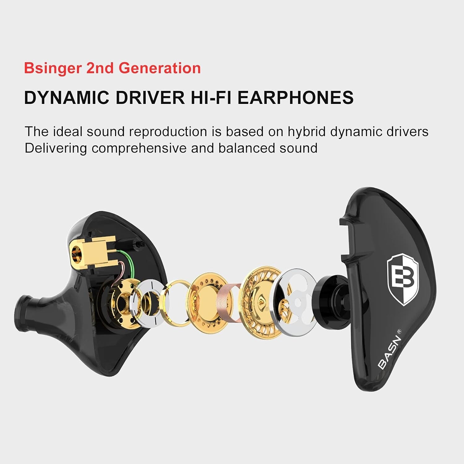 Bsinger In-Ear Monitor Headphones: Pro Sound Isolation with Dual Drivers Black