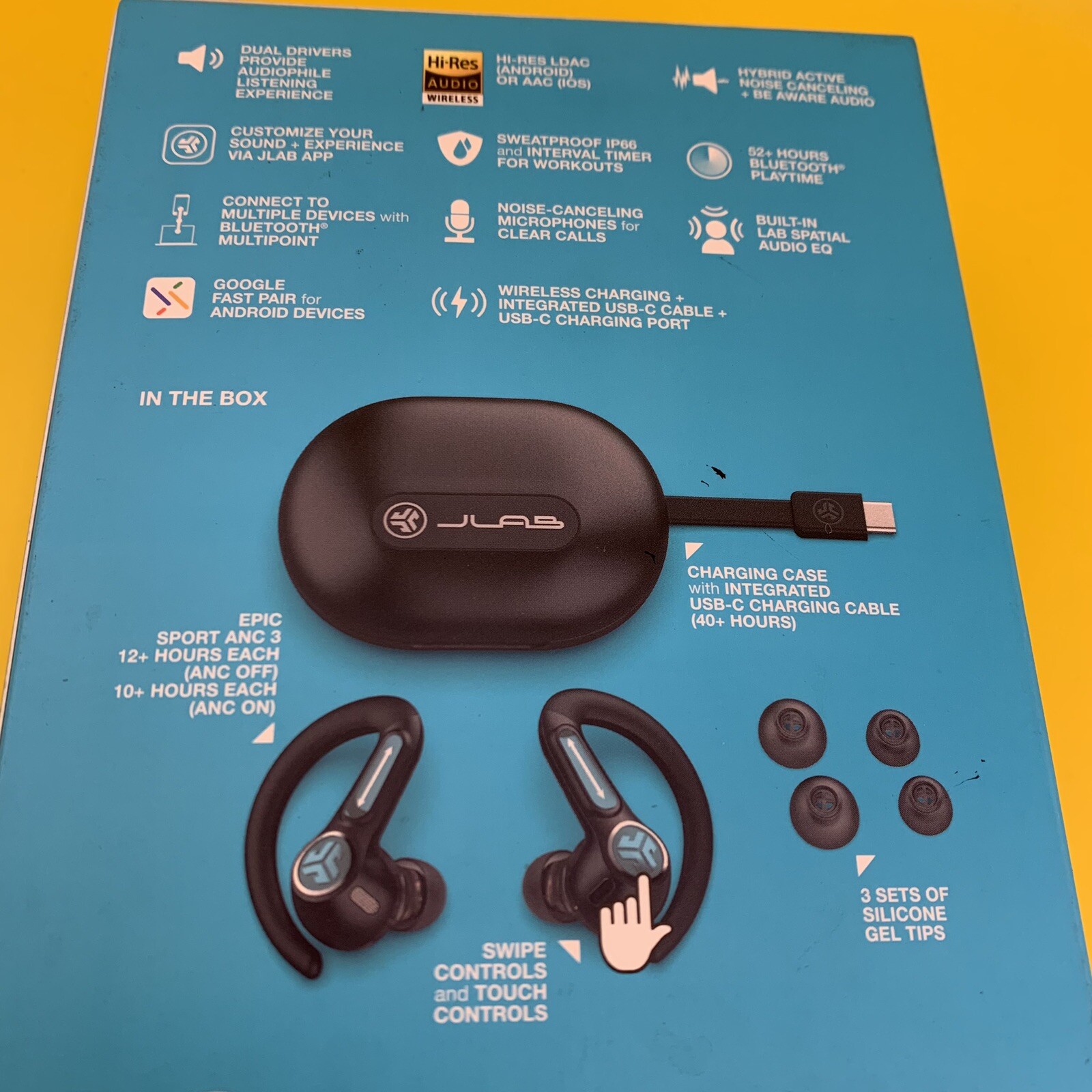 NEW JLab – Epic Sport ANC 3 True Wireless Earbuds – Black ⚡SHIP SAME DAY FREE⚡