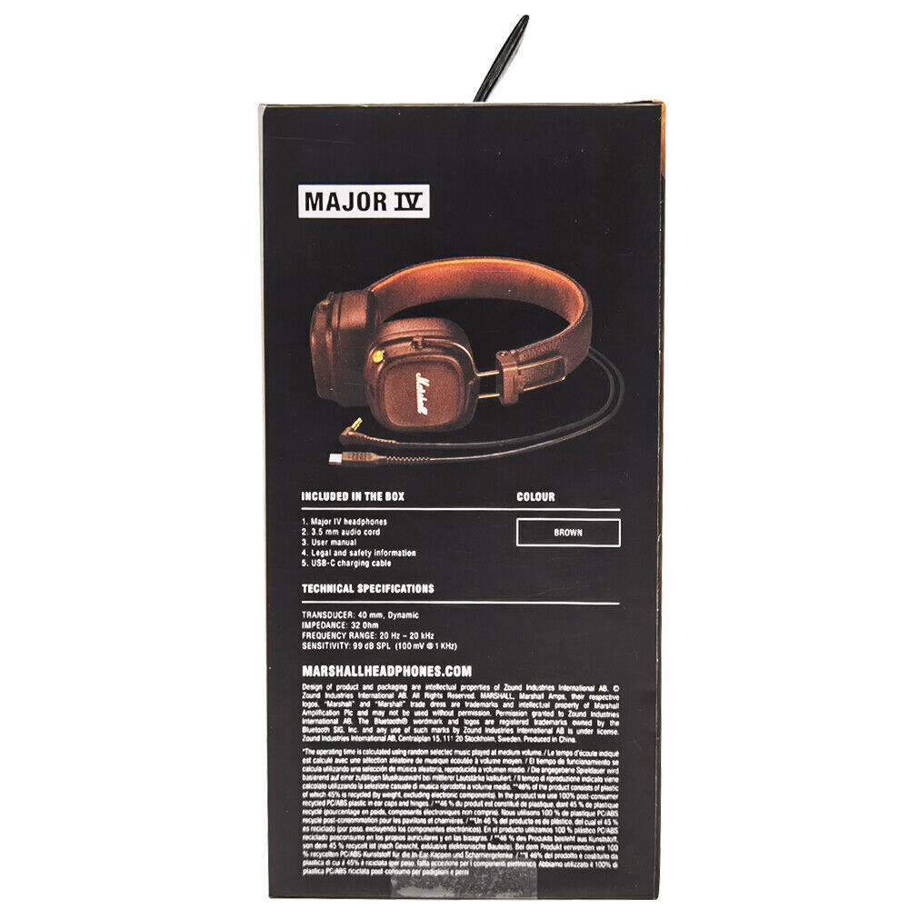 1Pack Major IV Bluetooth Headphone with wireless charging Black/Brown
