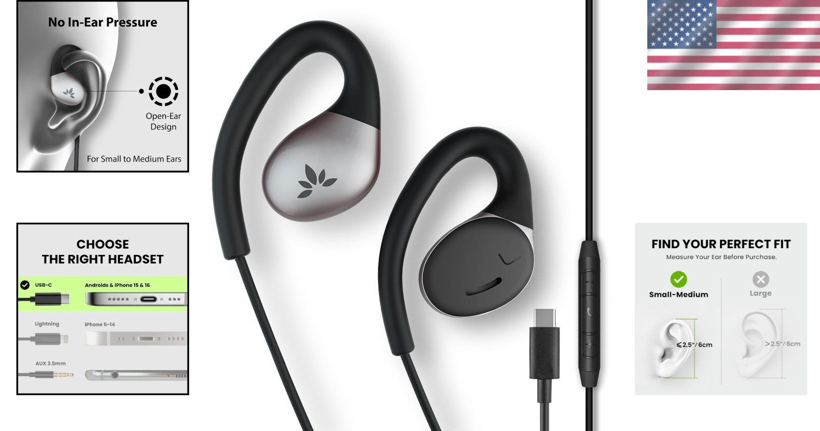Comfortable Open-Ear USB-C Headphones for Music & Calls – Perfect Fit for Kids