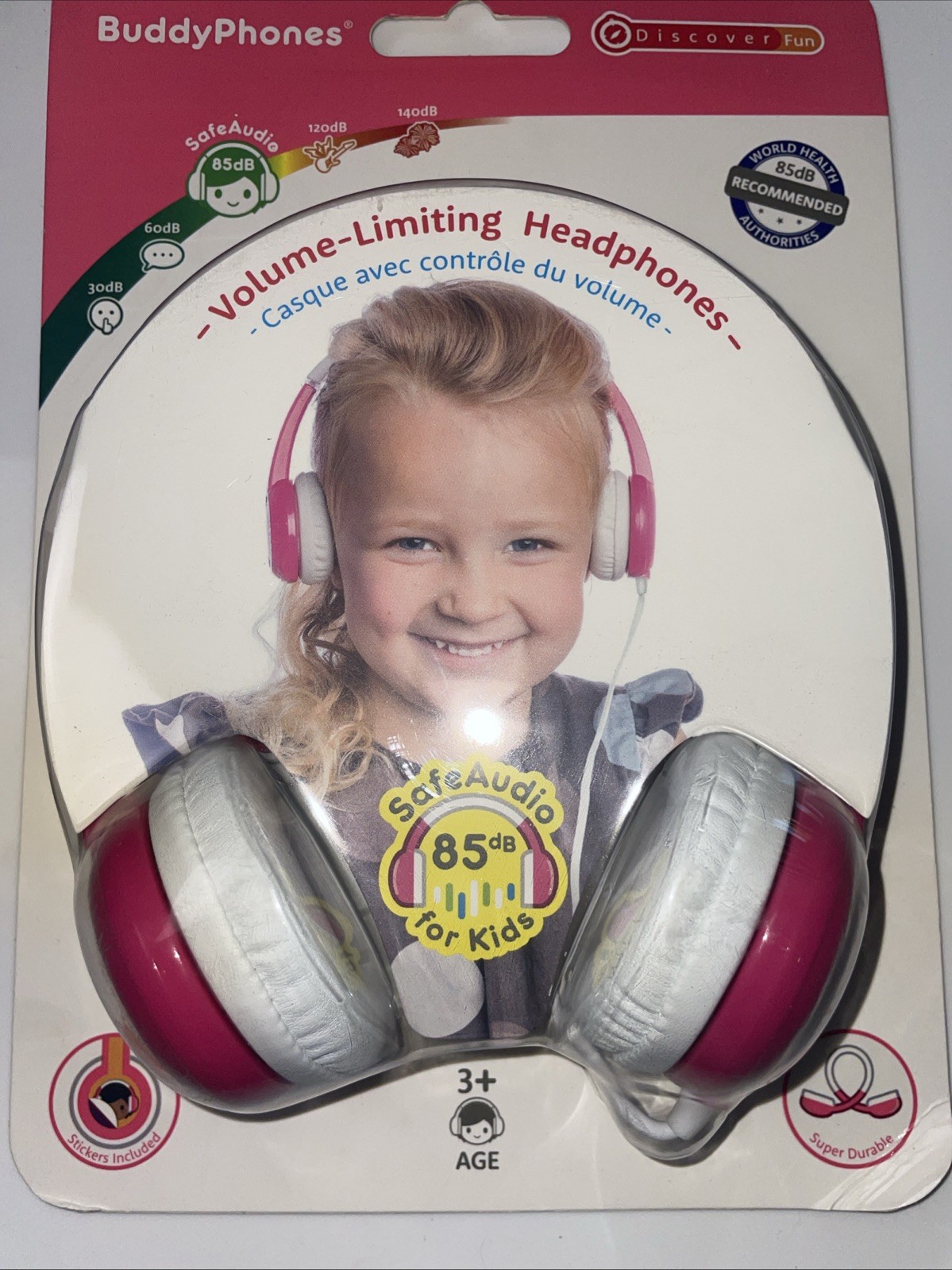 Buddyphones Discover Kids On-Ear Wired Headphones – Pink