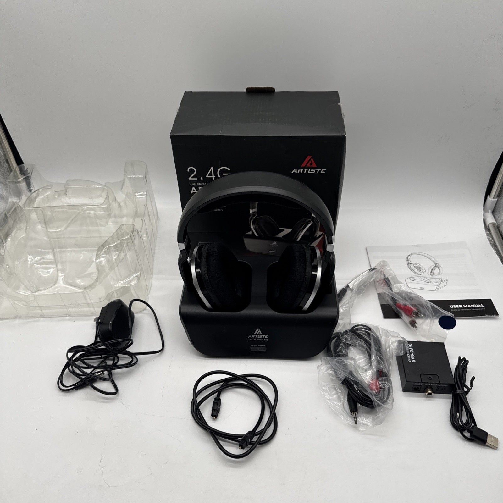 Artiste TV 2.4GHZ RF Wireless Over Ear Digital Stereo Headset w/Dock Working