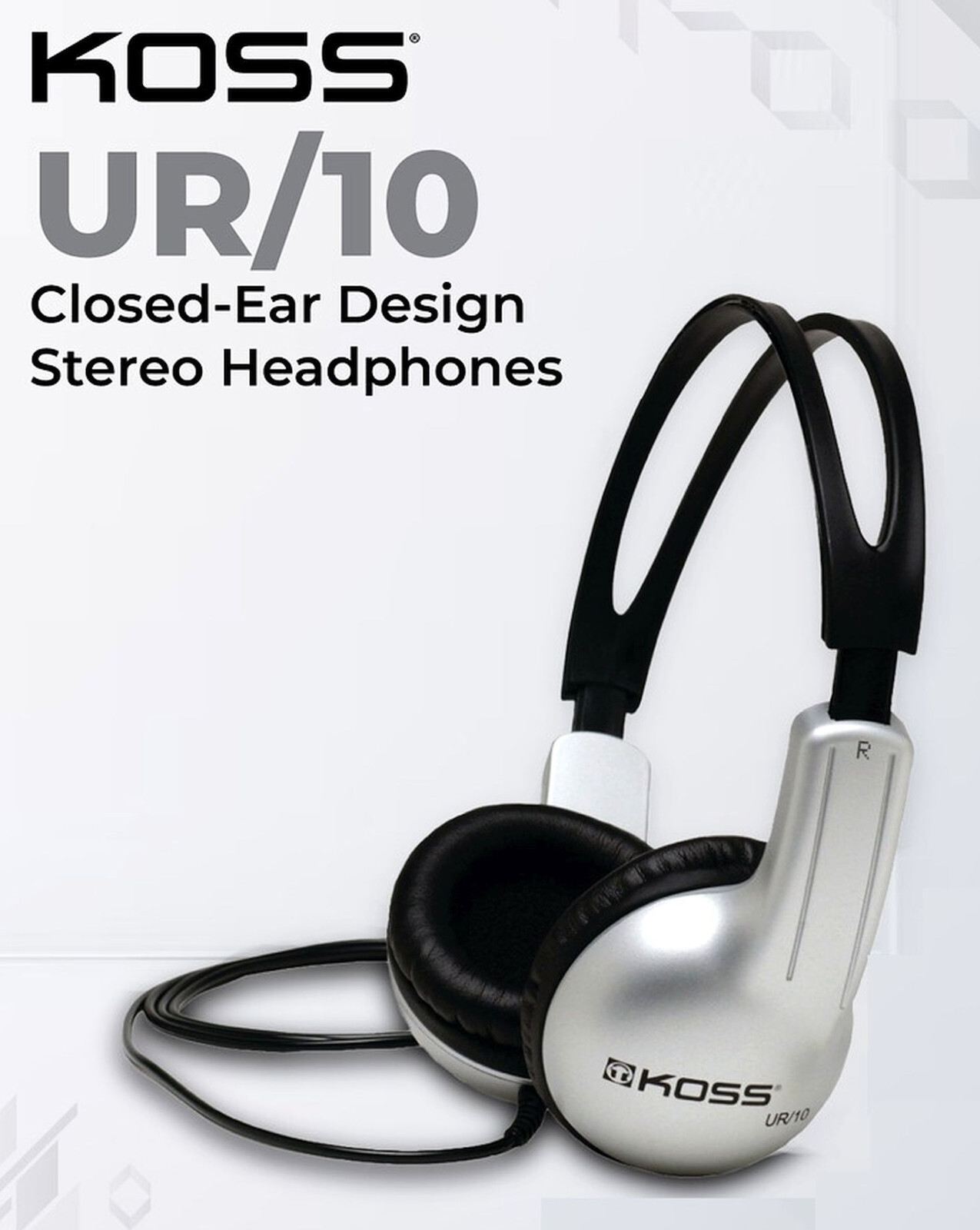 KOSS UR10 Stereo Headphones closed Dual Ear Stereophone 3.5mm Plug