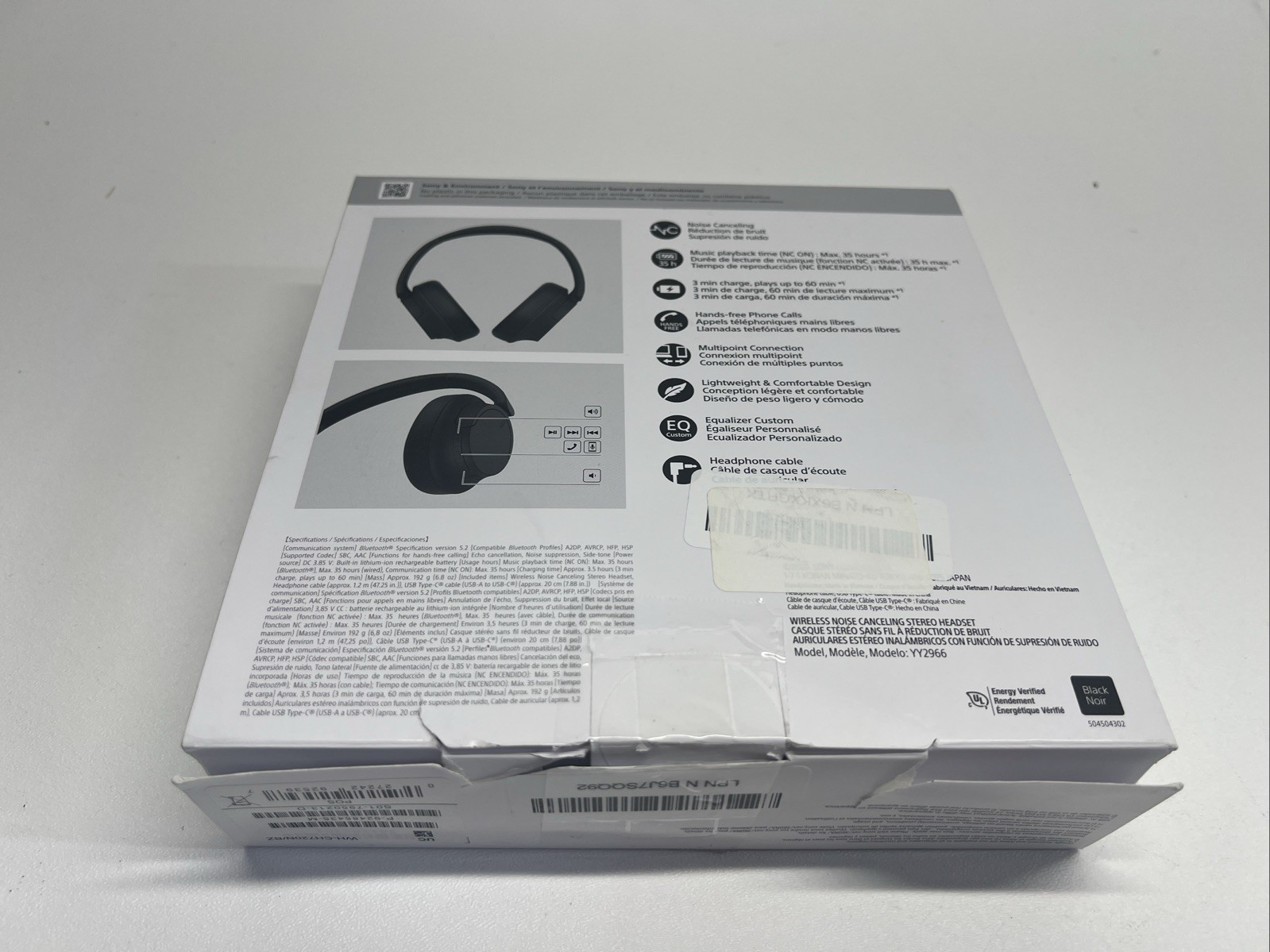 Sony WH-CH720N Lightweight Noise Canceling Wireless Headphones -BLACK