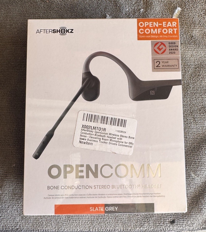 AfterShokz Opencomm Headphones Slate Grey Bluetooth Bone Conduction – NEW