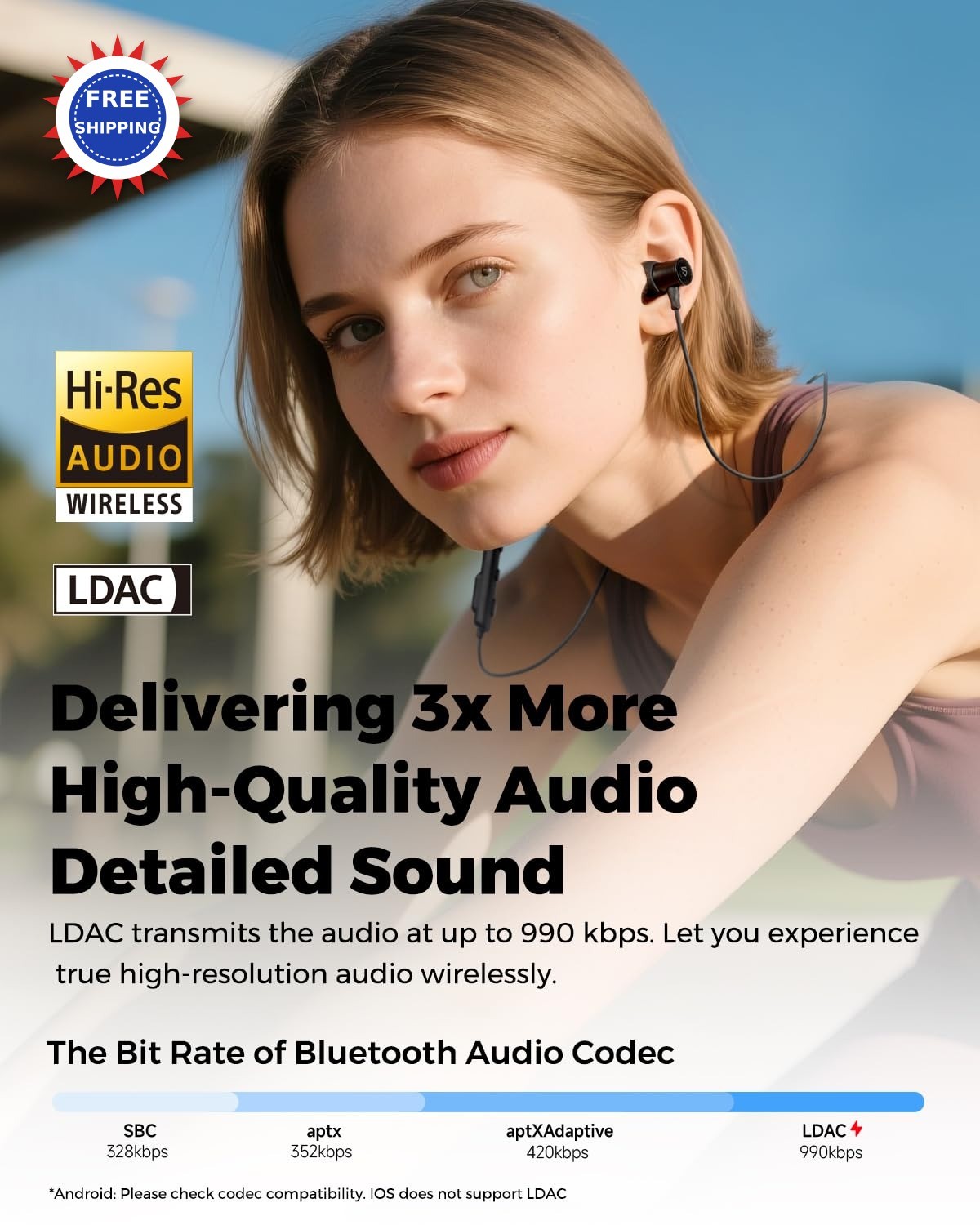 Sports Neckband Headphones SoundPEATS Q40 HD LDAC Hi Res Bluetooth Waterproof