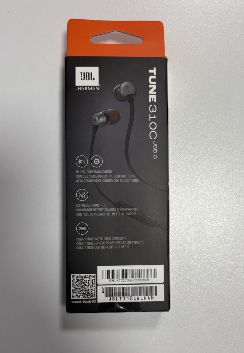 JBL Tune 310C USB Wired In-Ear Hi-Res Headphones with Mic Remote Type-C NEW!