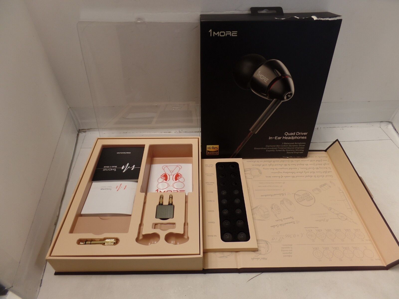 1MORE E1010 Quad Driver in-Ear Earphones Headphones EMPTY BOX WITH ACCESSORIES