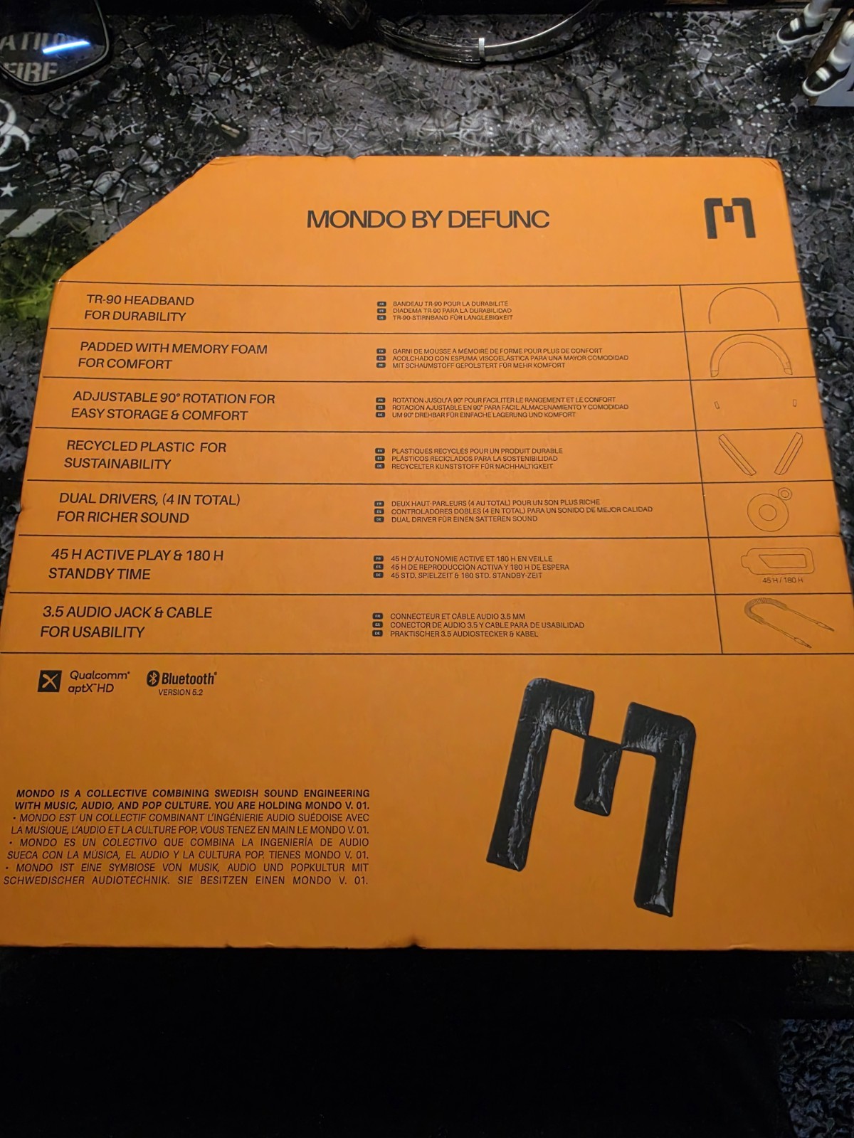 MONDO BY DEFUNC Over Ear Headphones Bluetooth Black / Transparent – New In Box
