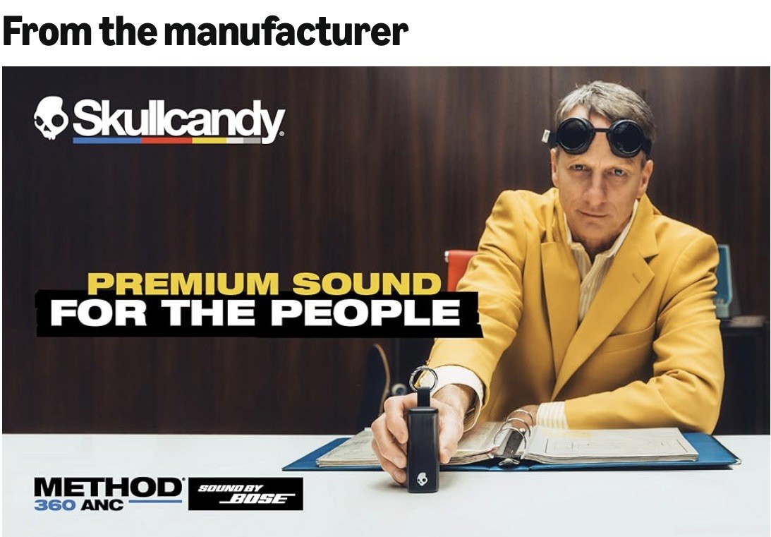 Skullcandy Method 360 ANC Wireless Earbuds, Sound by Bose, Bluetooth Headphones