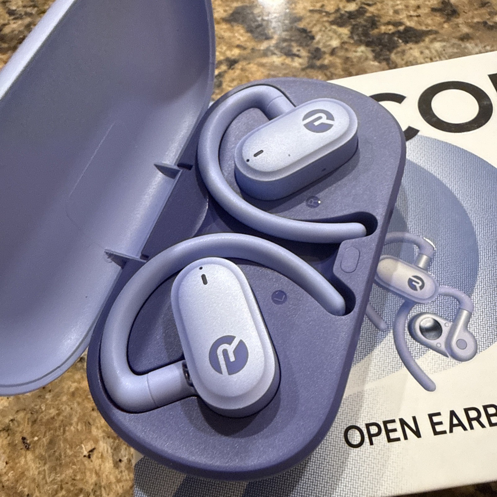 Raycon Fitness Open-Earbuds Bluetooth Wireless Headphones IPX5 Waterproof Purple