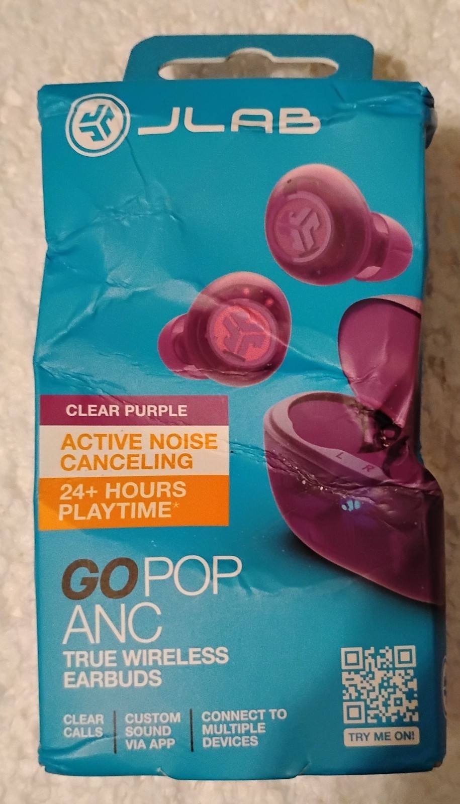 JLab Go Pop ANC True Wireless Earbuds , 24+ Hr Playtime, Bluetooth, Android/iOS
