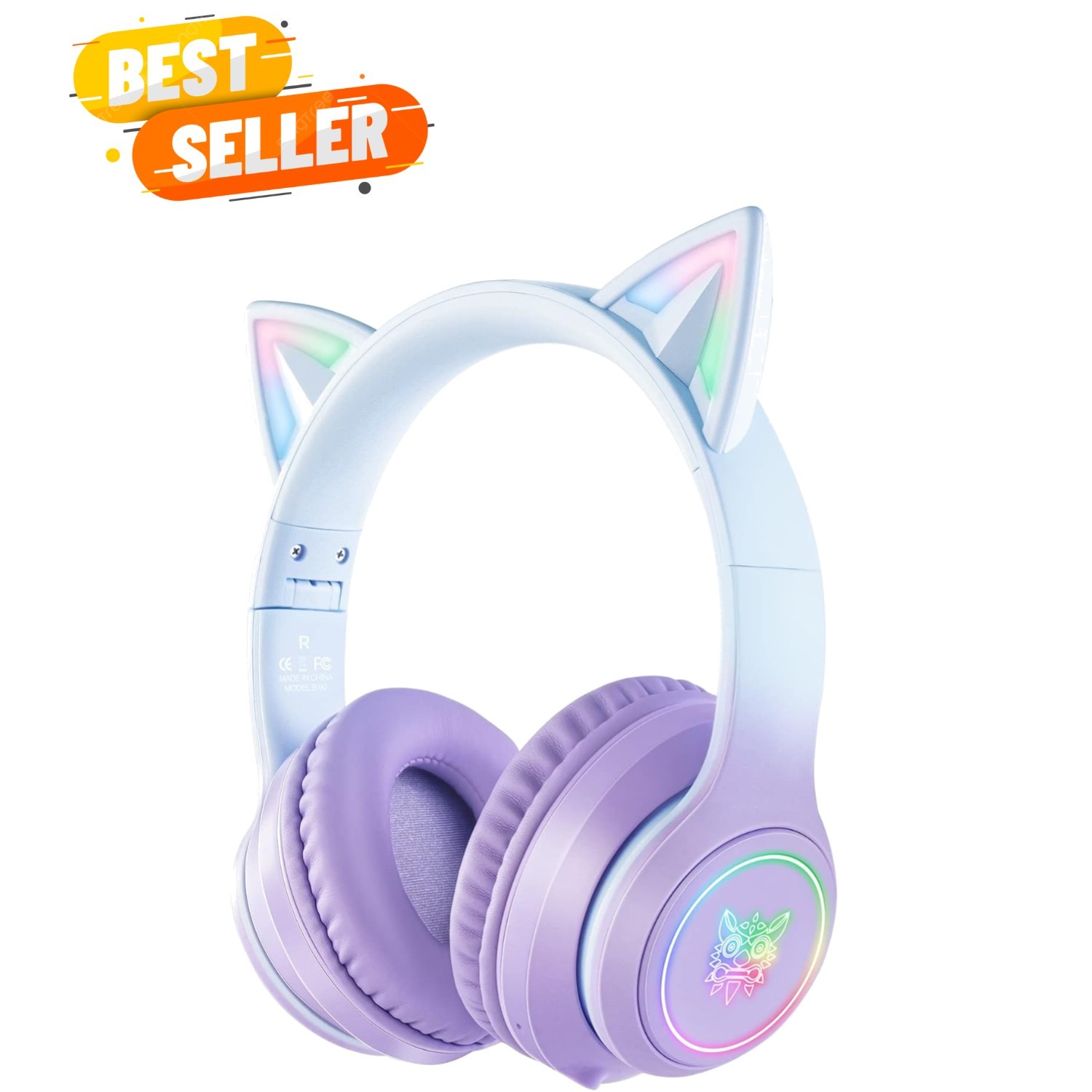 Bluetooth Cat Ear Headphones for Kids & Adults, Wireless & Wired Mode Foldabl…