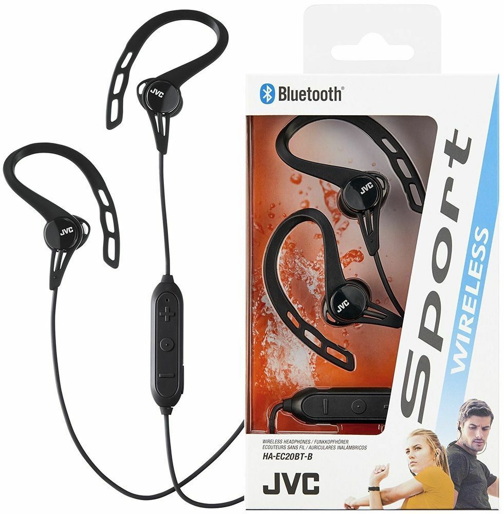 JVC HA-EC20BT Bluetooth Wireless Sports Clip In-Ear Headphones – Black