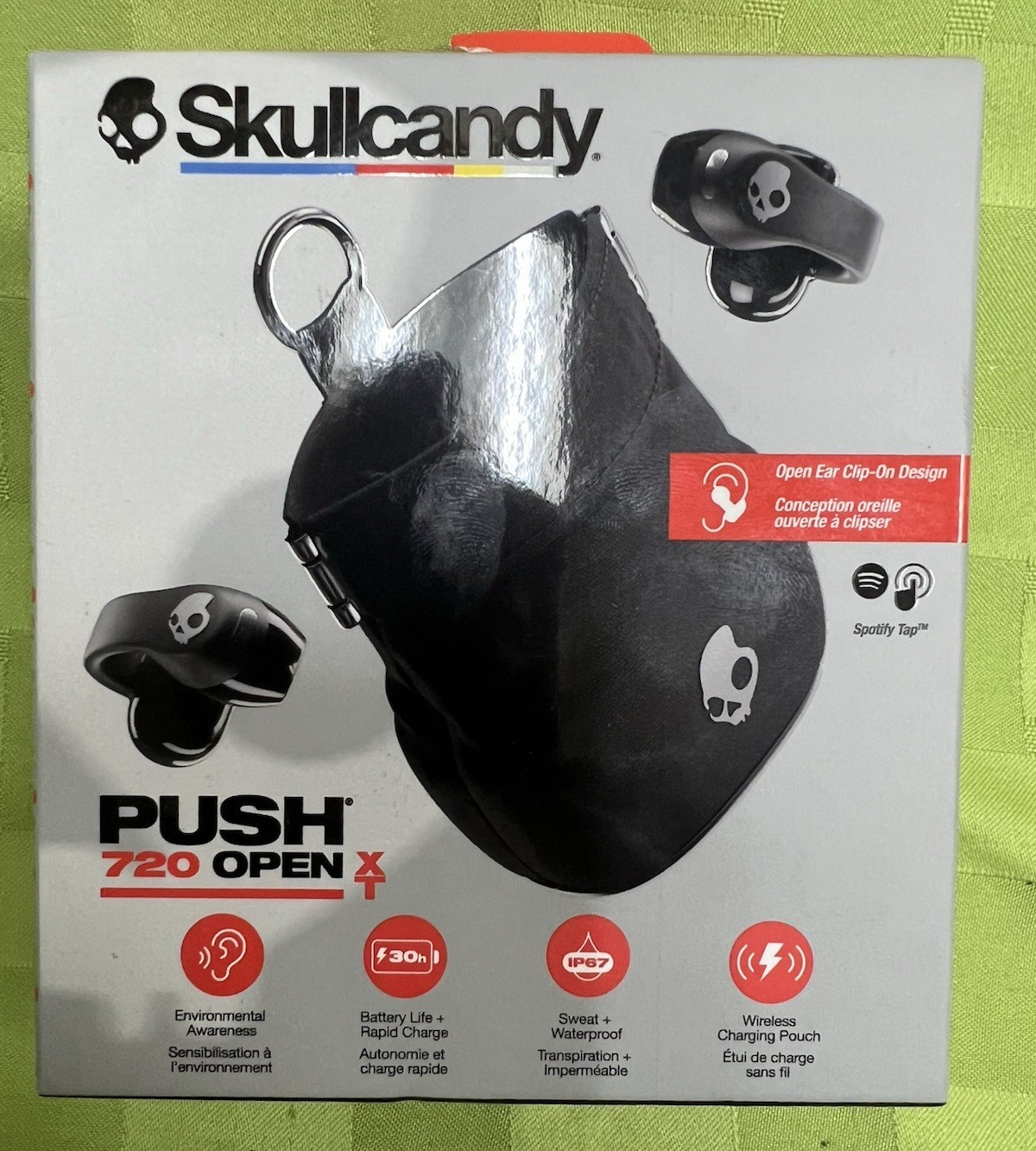 Skullcandy Push 720 Open XT Bluetooth Wireless Open-Ear Ear-Hook Earbuds Blk NEW