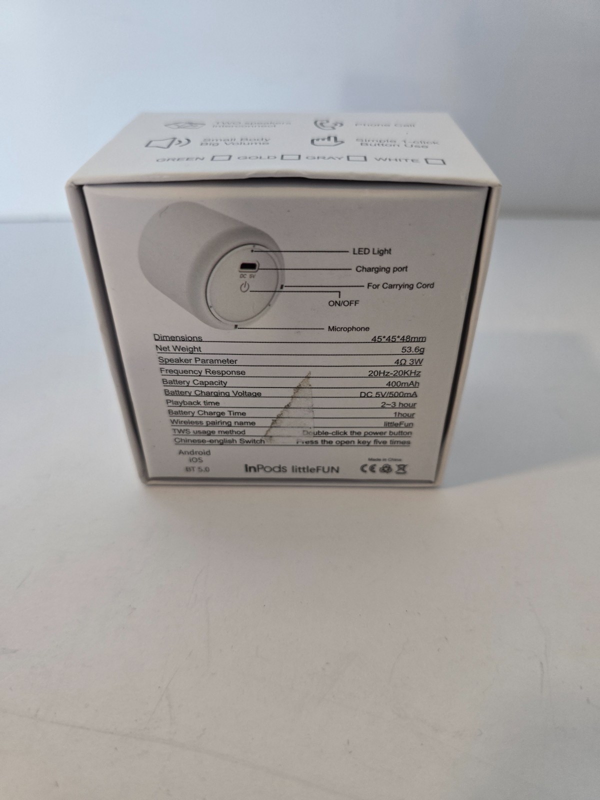 inpods Little Fun True Wireless Stereo TWS V5.0 Speaker Green New In Box