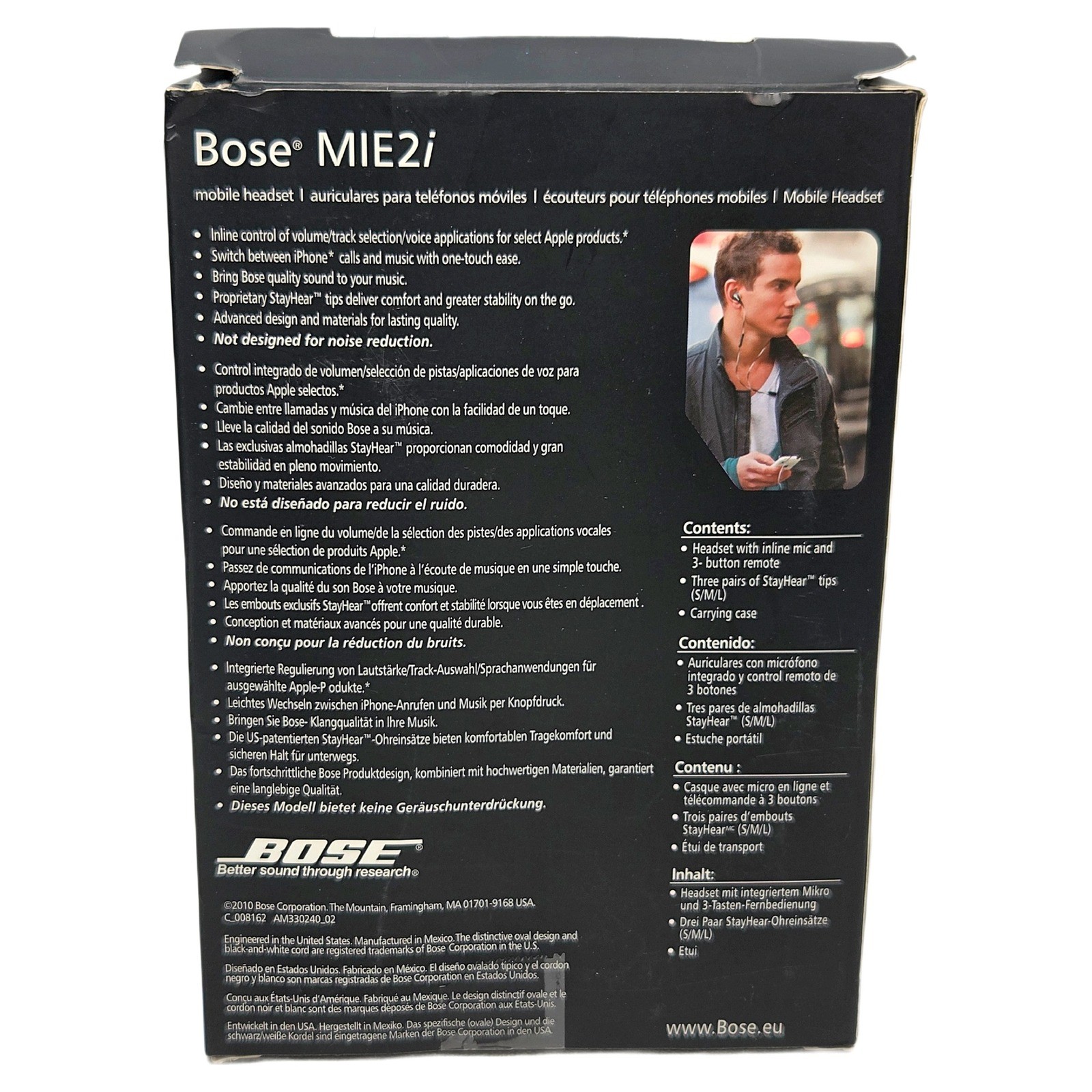 Bose MIE2i 327279-3169 Wired In Ear Mobile Headset Apple iPhone Cord Black White