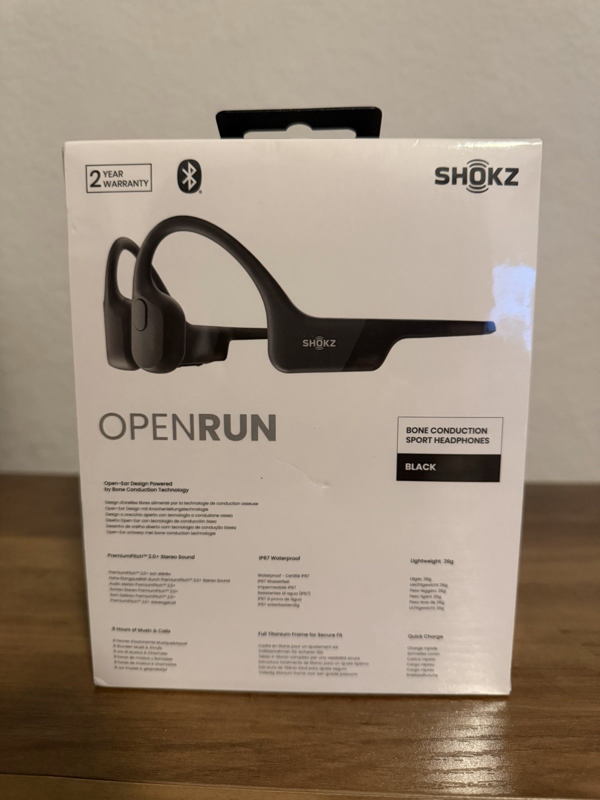 Shokz OpenRun Bone Conduction Bluetooth Sport Headphones Mic Waterproof Black