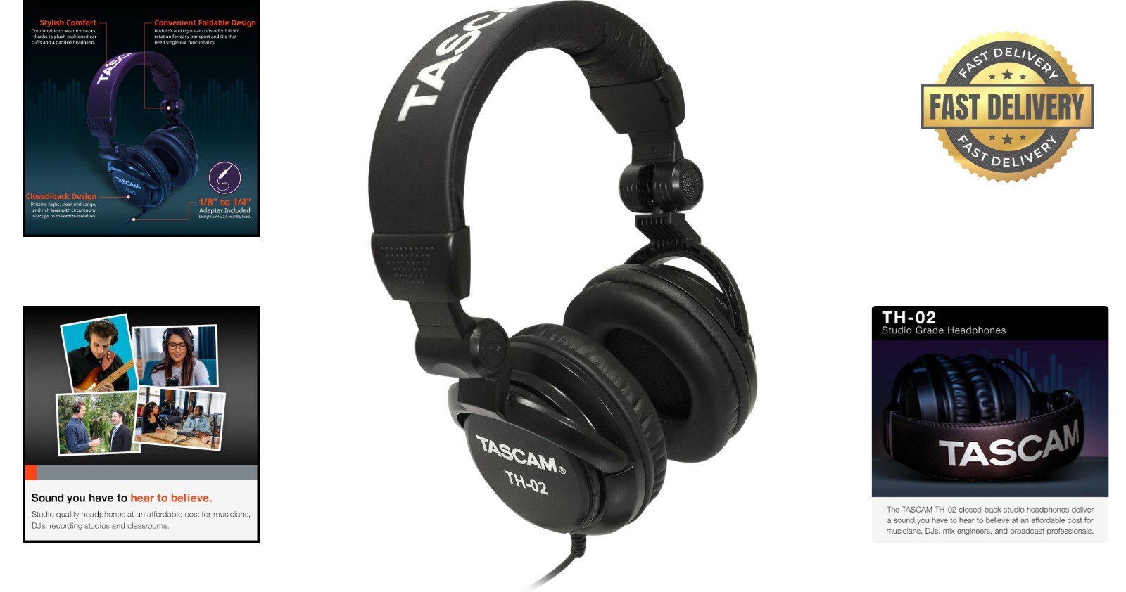 Dynamic Sound Over-Ear Headphones with 1/4 Inch Adapter for Recording Purposes