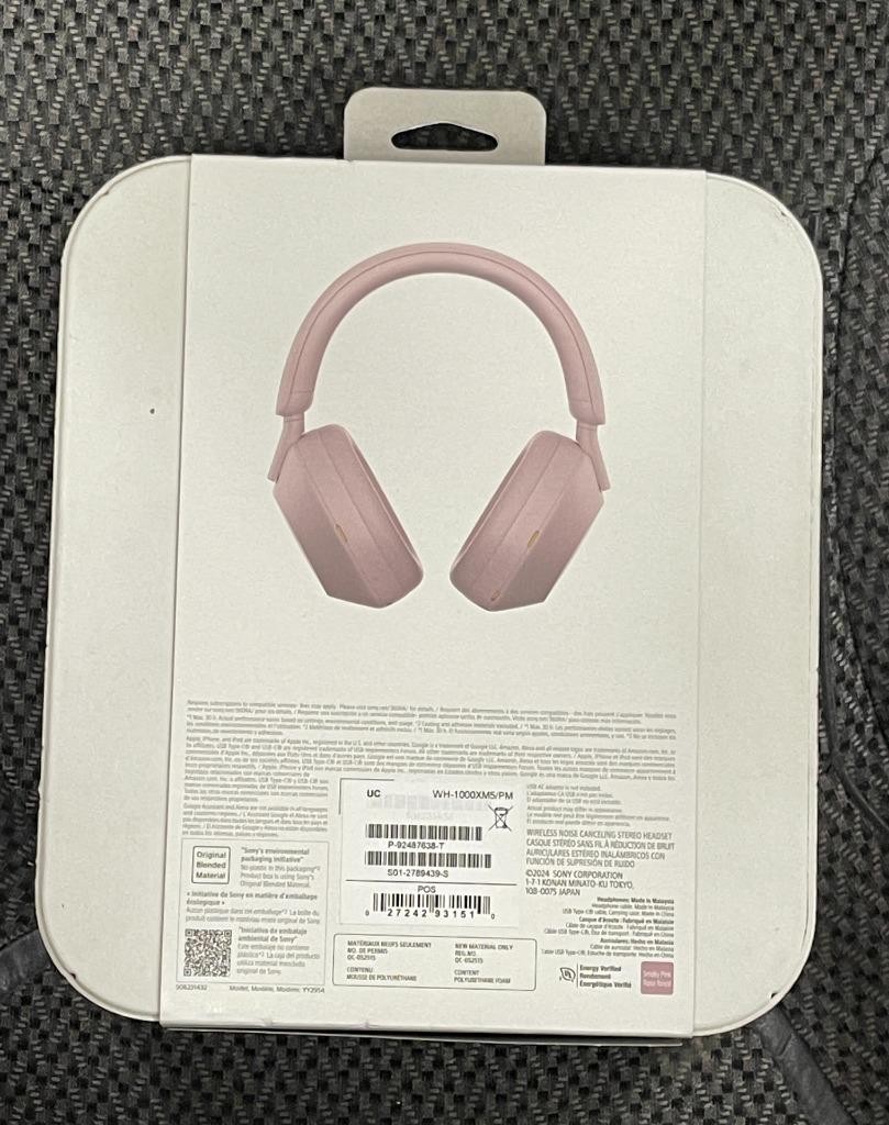 SONY WH-1000XM5 WIRELESS NOISE CANCELLING OVER THE EAR HEADPHONES SMOKY PINK.