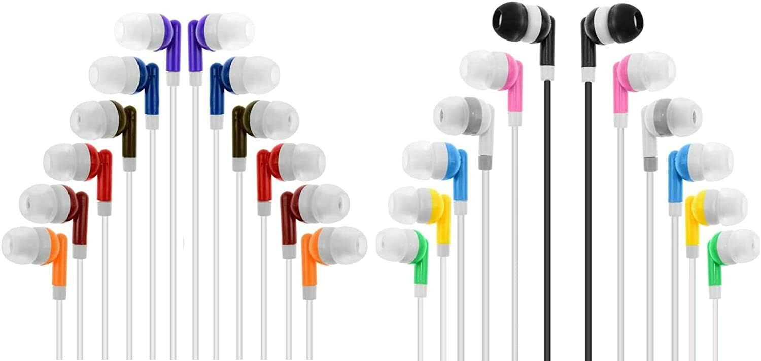 Lot of 12 3.5mm Earbuds / Headphones – 12 Colors! – Individually Wrapped