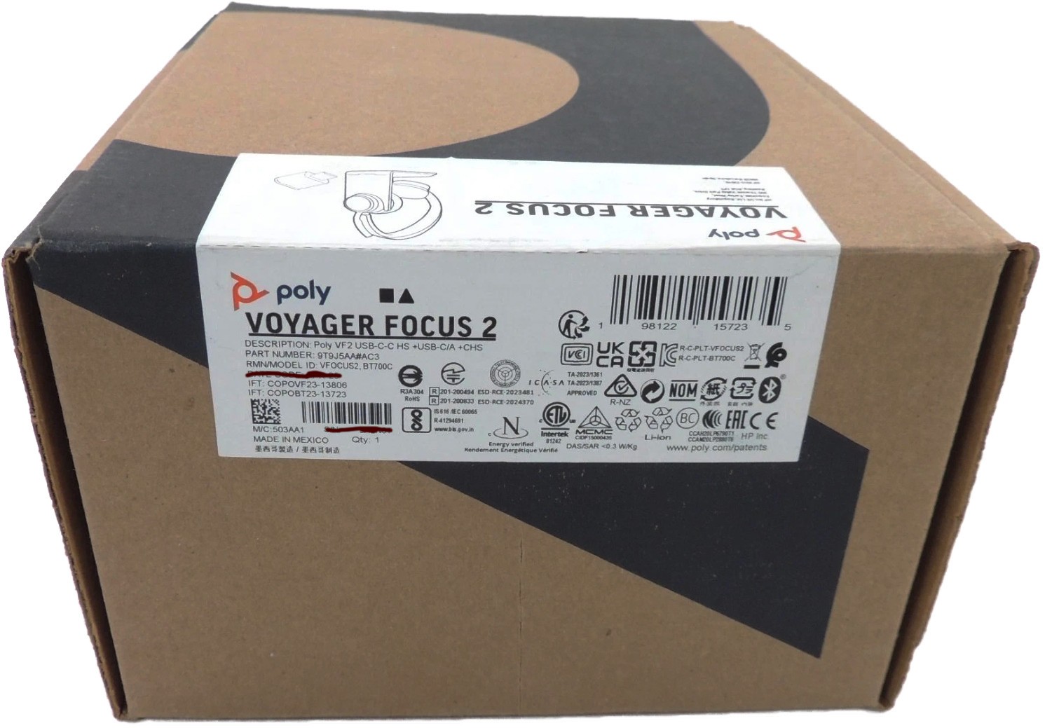 Brand New Poly Voyager Focus 2 Stereo USB-C Headset Noise Cancellation 9T9J5AA