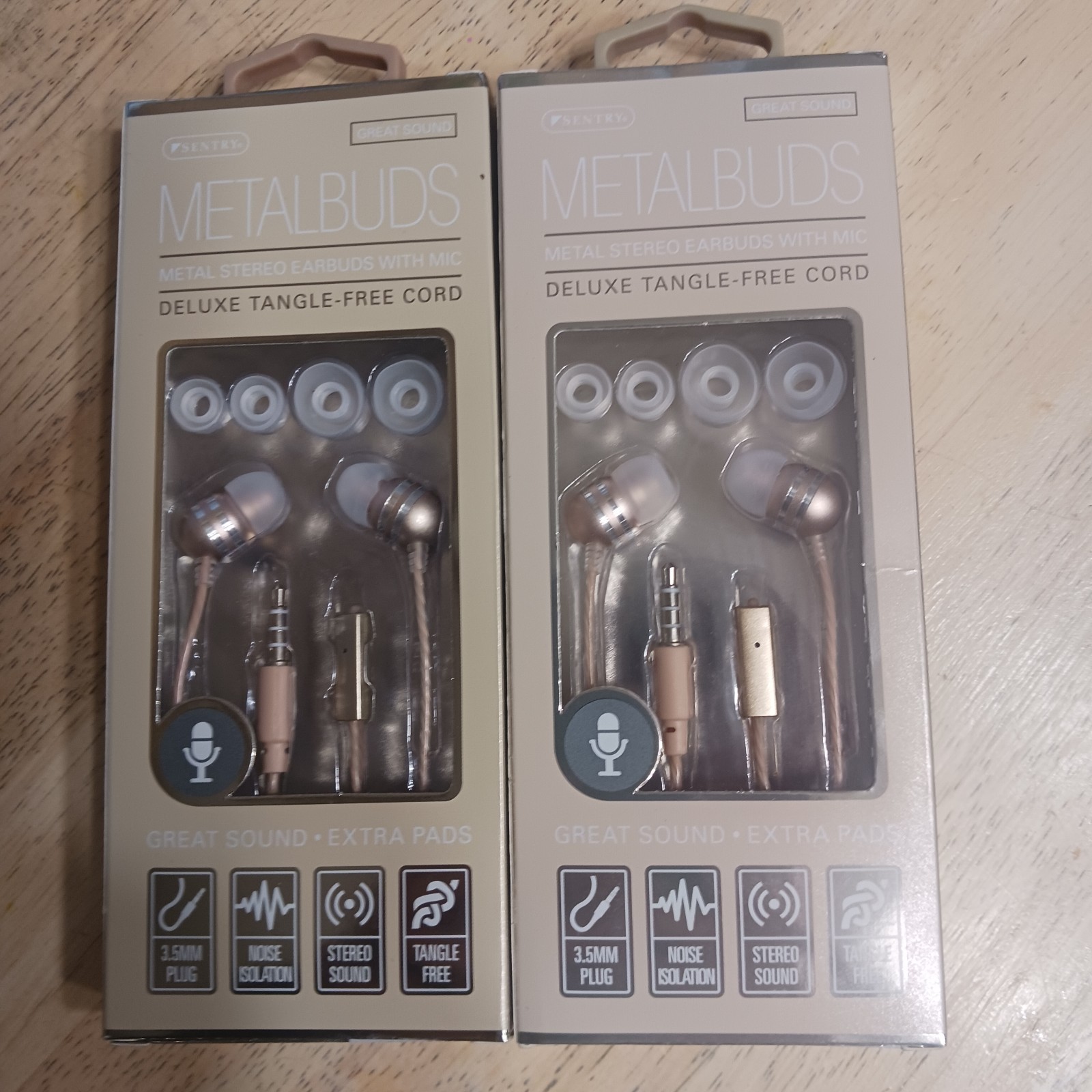 Sentry Metalbuds Ear Buds w/ Mic noise Isolation Tangle-Free Cord Lot Of 5