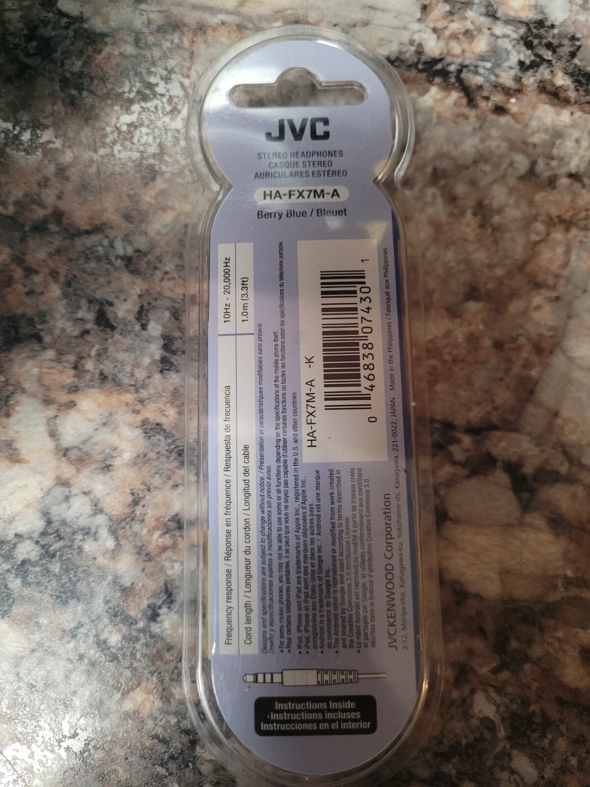 JVC Gumy PLUS HA-FX5 In-Ear Headphones – purple/blue color