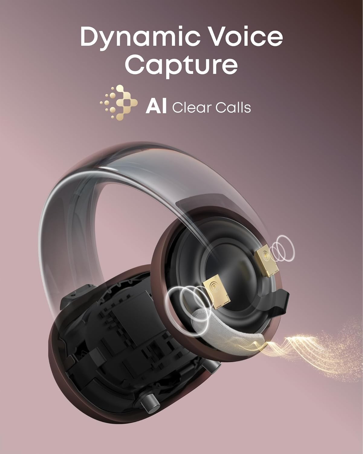 soundcore AeroClip Open-Ear Clip-On In-Ear Bluetooth Earbuds Rosy Brown (A3872)