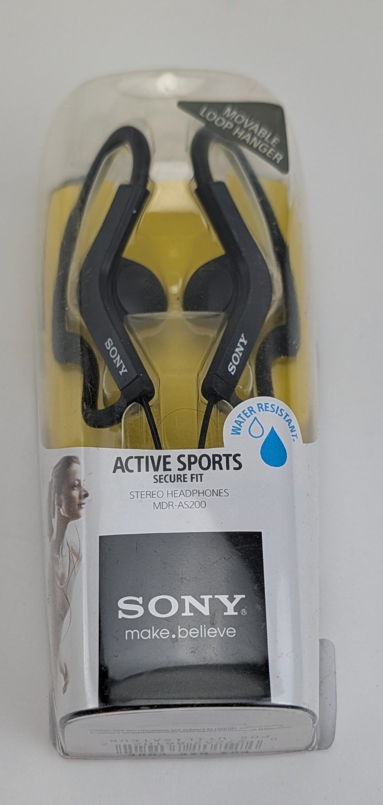 New Sony MDR-AS200 Sport Water Resistant Stereo Headphones Black – SEALED!