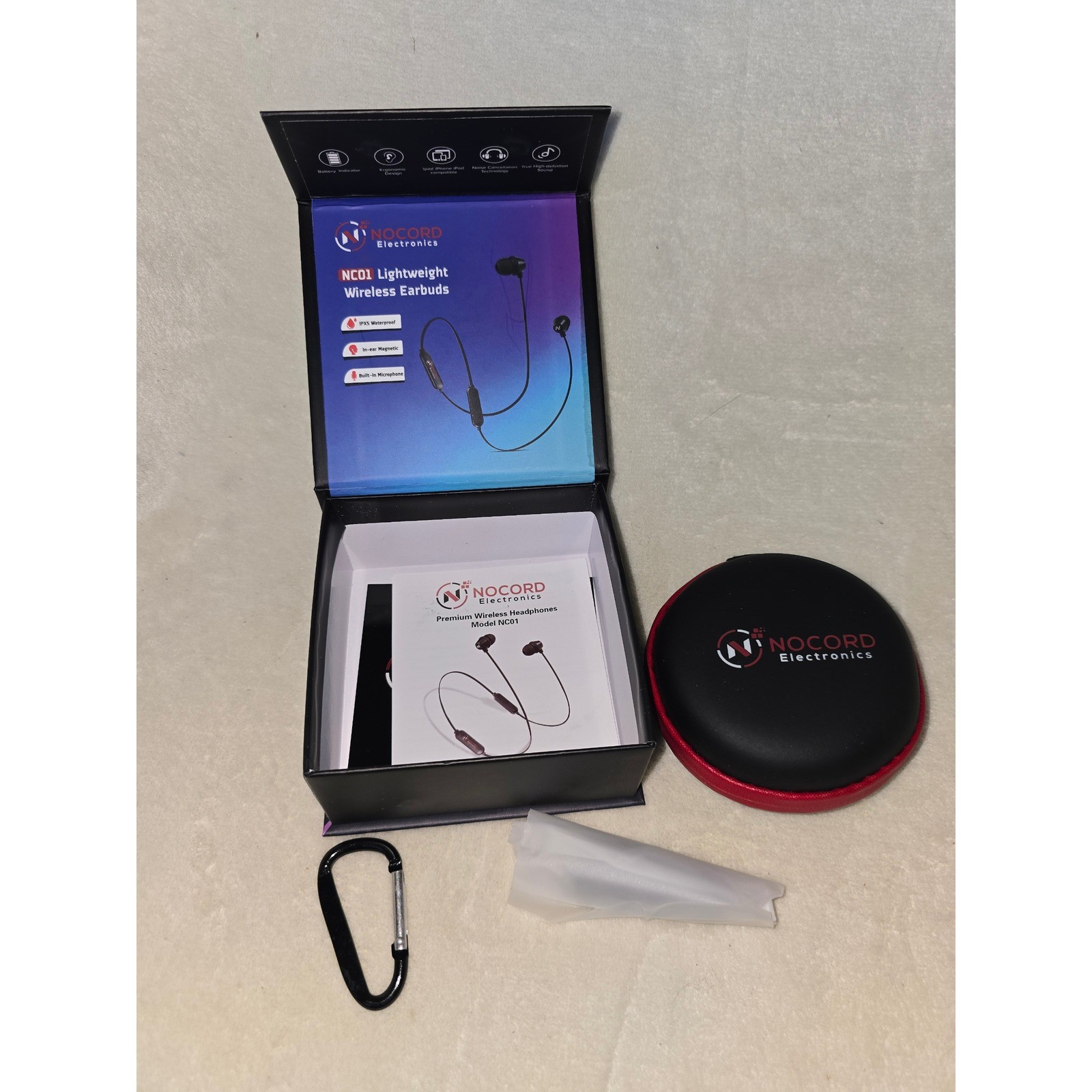 Nocord Electronics NC01 Lightweight Wireless Earbuds IPX5 Waterproof Black